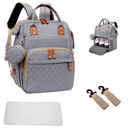 Axcone Baby Diaper Bag Backpack Mommy Bags Boys Girl Unisex Multifunction Travel Baby Stroller Large Capacity Grey