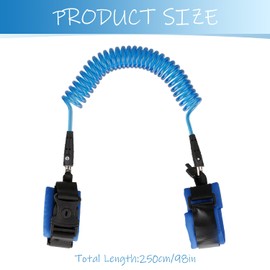 Tabanzhe Anti-Lost Wrist Link Belt - 2.5M Toddler Safety Harness Walking Leash with Security Lock, Reflective Wire Rope at Night, 360° Rotating Head, Elastic Hand Belt for Boys and Girls (Blue)
