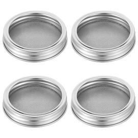4 Pack Sprouting Lids, Stainless Steel Sprout Lids for Mason Jars, MasonJar Sprouting Lid Wide Mouth Mason for Growing Broccoli, Bean, Alfalfa, Salad Sprouts and More