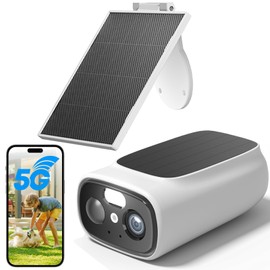 Solar Security Cameras Wireless Outdoor，2K Wireless Camera for Home Security, PIR/AI Motion Detection, IP66 Waterproof, Color Night Vision, 2-Way Audio, Cloud/SD Storage,2.4GHz/5G Dual-Band WiFi