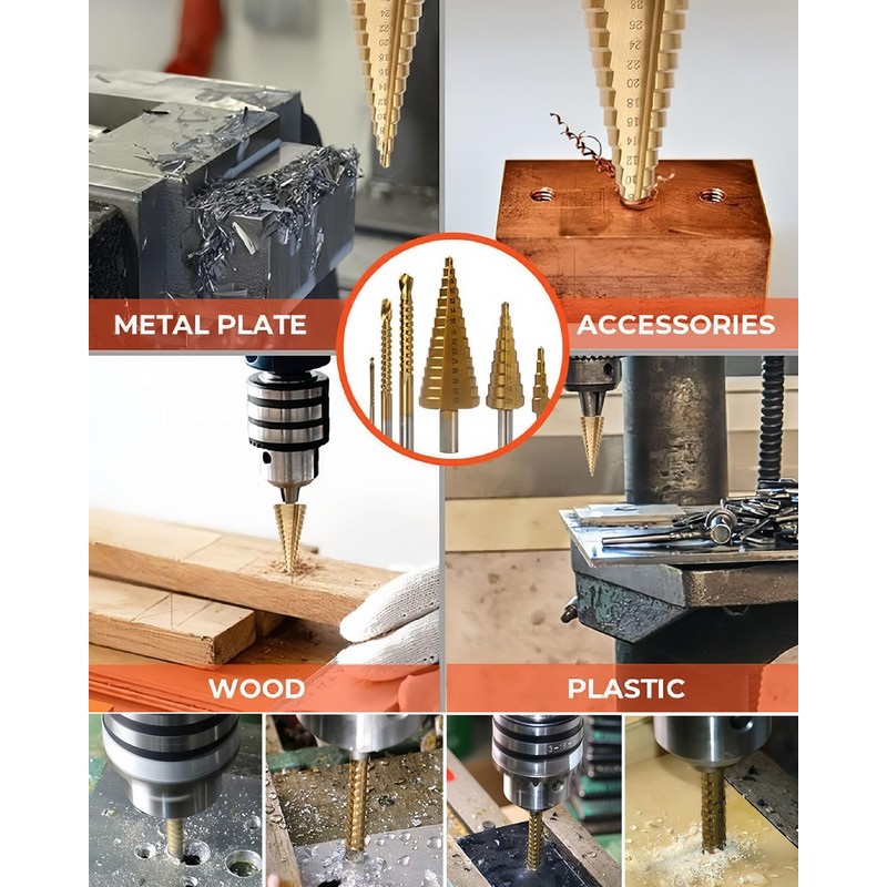 Yemax Bamboo Drill Bit, Hexagonal Shank, Set of 6, Step