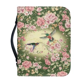 Psesaysky Birds Flower Bible Covers for Women Large Size PU Leather Bible Carrying Case Zip Around Bible Protector Waterproof Multi-Purpose Bible Tote Bag