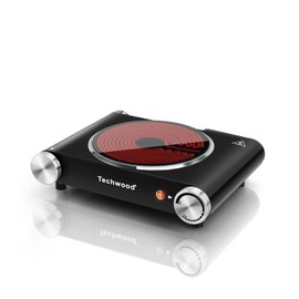 Hot Plate, Techwood Single Burner for Cooking, 1200W Portable Infrared Ceramic Electric Stove with Adjustable Temperature, 7.1” Cooktop for Home/RV/Camp, Compatible for All Cookwares, Black