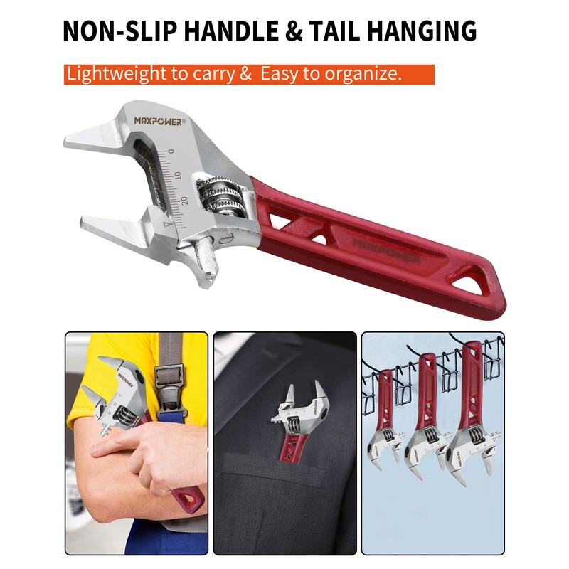 MAXPOWER Adjustable Spanner 150mm/6-Inch, Slim Jaw Adjustable Wrench with MAX.
