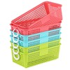 Buyitt 6 Pack Small Plastic Rectangular Baskets, Colored Plastic Basket