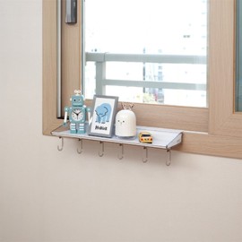 Wellex window frame shelf hook (shelf 20CM ~ 100CM + hook), CS507 (shelf 50CM + 7 hooks) / 웰렉스 창틀선반 고리 (선반 20CM ~ 100CM + 고리), CS507(선반 50CM + 고리 7개)