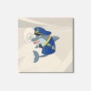 Unbranded Funny Dolphin Sailor Animal 4'' X 4'' Square Wooden