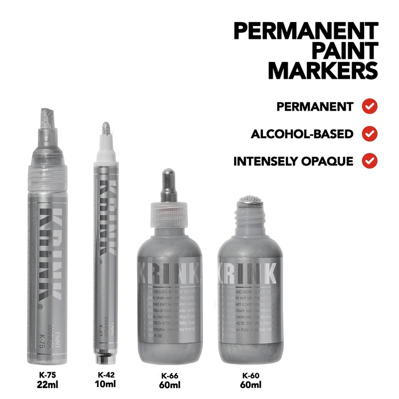 Krink Silver 4-Pc Marker Set - Multi-Surface Graffiti Markers with