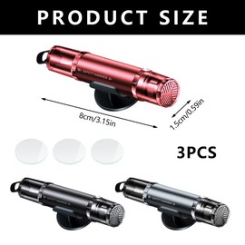 3-Pack Emergency Car Window Breaker & Seatbelt Cutter - Life Hammer with Holders & Test Glass | Tungsten Steel Tip, Underwater Use (Black, Red, Grey)