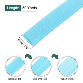 sourcing map 1/4 Inch Double Fold Bias Tape Continuous Bulk Cotton Bias Tape for Sewing Seaming Quilting Hemming Binding Crafts (Light Blue 50 Yards)