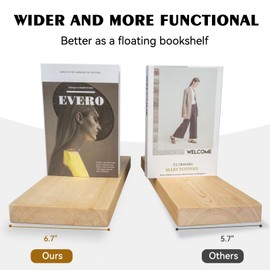 BGMG Wood Floating Shelves 16 inch, Wide Rustic Wooden Wall Shelves for Bathroom Living Room Bedroom Kitchen Farmhouse Set of 2-16x 6.7 x1.25 inch- DIY-Unfinished