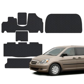 TOUGHPRO Floor Mats Accessories 1st + 2nd + 3rd Row + Cargo Mats Accessories for Honda Odyssey All Weather Heavy Duty (Made in USA) Black Rubber 2005 2006 2007 2008 2009 2010