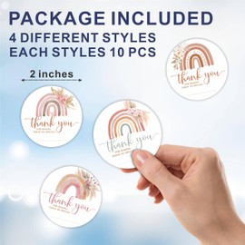 Thank You Stickers - 40 Pcs Boho Rainbow 2 Inches Large Self Adhesive Round Label Stickers - Thank You for Making Today So Special! - 4 Colors Gift Wrapping Label - Decorative Party Supplies - 01