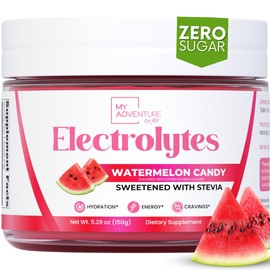 Zero Sugar - Watermelon Candy Electrolytes Powder - Refreshing Hydration - Caffeine Free Energy with All Natural Ingredients - Vegan, Keto and Paleo - Sugar Free Electrolytes Drink Mix - 30 Servings