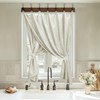 KOUFALL Beige Curtains 45 Inch Length for Farmhouse Kitchen,Rustic Country