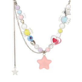 POYAMUSE Y2K Beaded Star Necklace – Kawaii Cutecore Stars Choker, Aesthetic Jewelry for Women-candy