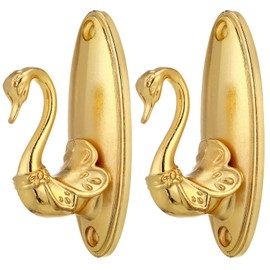 Curtain Holdbacks Pair of Vintage Swan Style Drapery Tieback Hooks (Golden)