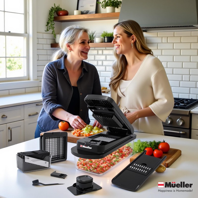 Mueller Pro-Series 10-in-1, 8 Blade Vegetable Chopper, Onion Mincer, Cutter,