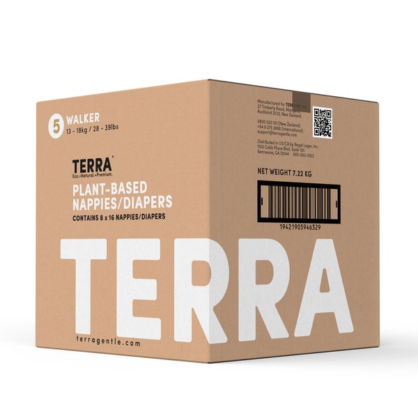 Terra Size 5 Diapers: 85% Plant-Based Diapers, Ultra-Soft & Chemical-Free