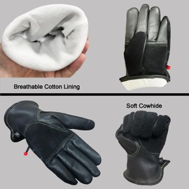 AOUCHI Leather Work Gloves for Men Women with Cotton Lining, Large Thorn Proof Cactus Gardening Yard Work Gloves for Rose Pruning, Heavy Duty Gloves for TIG/MIG Welding, Construction, Chainsaw, Rigger