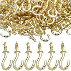 Small Screw Hooks,200pcs Small Screw-in Ceiling Hooks Mug Cup Hooks for Kitchen Utencils Plants Decoration,Gold