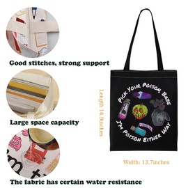 KUIYAI Witch Poison Shoulder Bag Singer Inspired Tote Bag WDW Villains Gift Song Lyrics Gift Spooky Season (PoisionEitherToteBlk)
