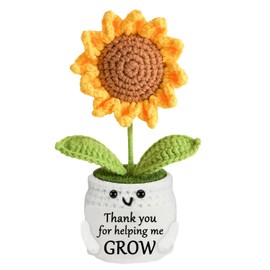 Thank You Gifts for Women Men, Thank You for Helping Me Grow, Thanks Sunflower Gift, Soft Woven Plush Toy, Flower Small Present Teacher Gifts for Men Women Teachers Graduation, Mothers Day