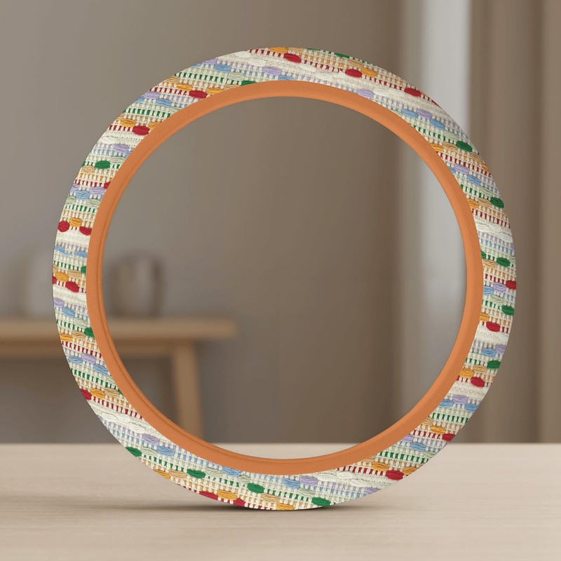 Boho Steering Wheel Cover for Women, Colorful Cute Woven Cloth,