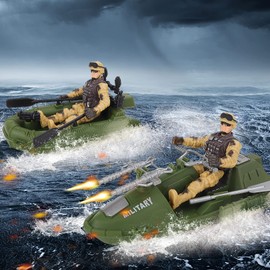 deAO Submarine Toy Army Men Action Figures with Military Vehicles - Helicopter, Boat, Aircraft Playset for Boys Age 3-9