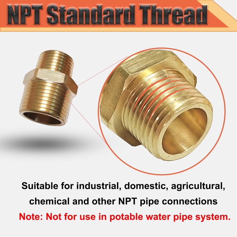 Brass 3/4” x 1/2” NPT Male Threaded Reducing Nipple Pipe