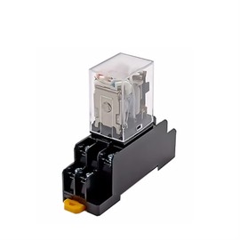 TPUOTI 1Set Power Relay Coil General DPDT Micro Mini Electromagnetic Relay Switch with Socket Base LED AC 110/220V DC 12/24V MY2/3/4NJ (Color : MY2NJ HH52P, Size : AC220V)