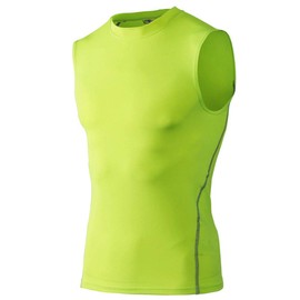 TopTie Men's Sleeveless Compression Shirt, Sports Base Layer Tank Top, Athletic Workout Shirt-Lime-S