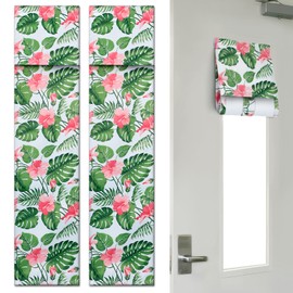 2 pcs Stylish Classroom Door Window Blackout Cover - Blocking 100% Views & 90% Sunlight, Monstera Lockdown Shade Privacy Curtain for 6'' x 32'' Window