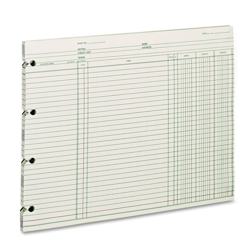 Wilson Jones Ledger Paper, Balance Ledger, 9-1/4" x 11-7/8", Green,