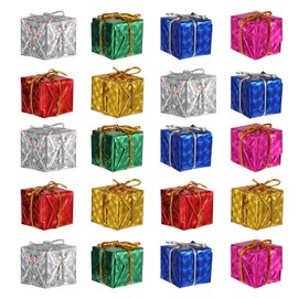 SEWACC Set 24pcs Christmas Tree Ornaments Boxes Foil Shiny Bags Bulk Candy Ornaments Christmas Tree Hanging Balls Tiny Christmas Party Favors Holiday Tree Decor Mini Candy Box