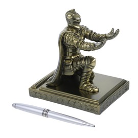 DOITOOL Armored Knight Pen Holder Vintage Statue for Desk Decor Pencil Stand Sturdy Base Multifunctional Use for Home and Office