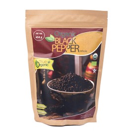 True Organic Ceylon Black Peppercorns Whole 16 Oz - USDA & Kosher Certified , Gluten-Free & Non-GMO Peppercorns , Pure Ceylon Premium Quality & Perfect for Grinder Refill [ Bulk , 1 lb ]