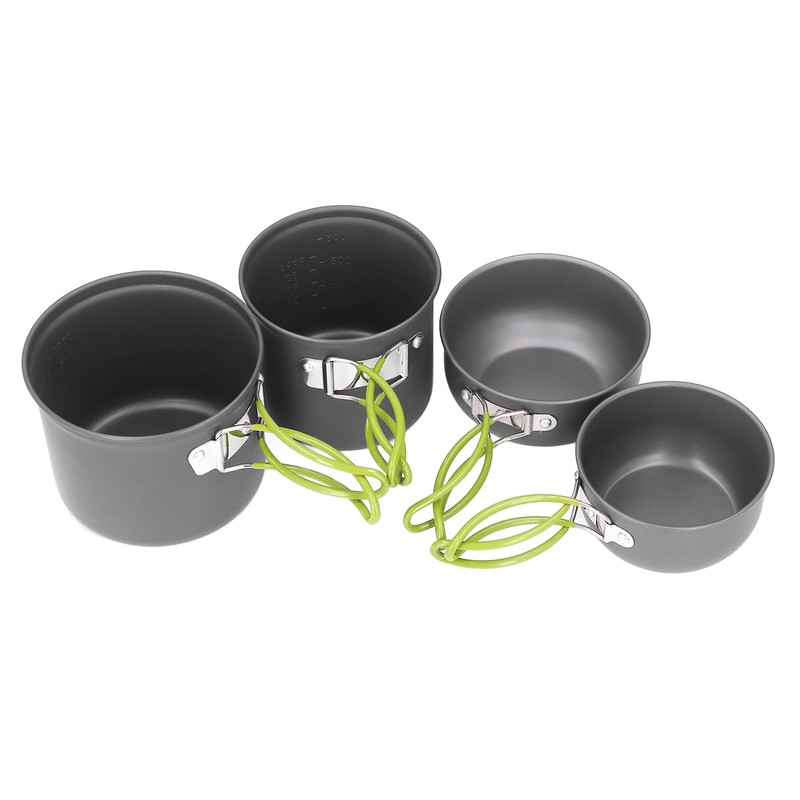 4pcs Camping Pot Kit Multi Layers Anti Scalding Design Camping