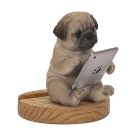Uvia H22331-1 Pug Watch Tablet Smartphone Stand 3.3 x 3.0 x 3.3 inches (8.5 x 7.5 x 8.5 cm) Doll Figurine Figurine Animal Garden Decoration Dog Dog