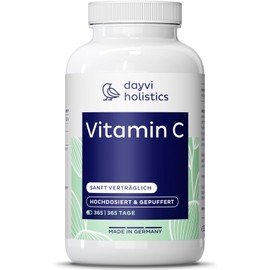 Dayvi Holistics® Vitamin C High Dose & Buffered [365 Capsules] - Vitamin C 500mg per Daily Dose