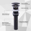 kimzcn Bathroom Sink Drain with Overflow Vessel Sink Stopper Pop