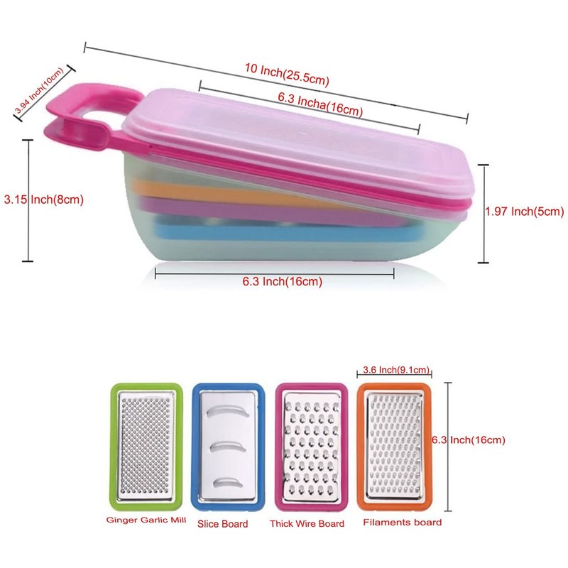 Tenta Kitchen 4 Piece Cheese Grater Set with Container -