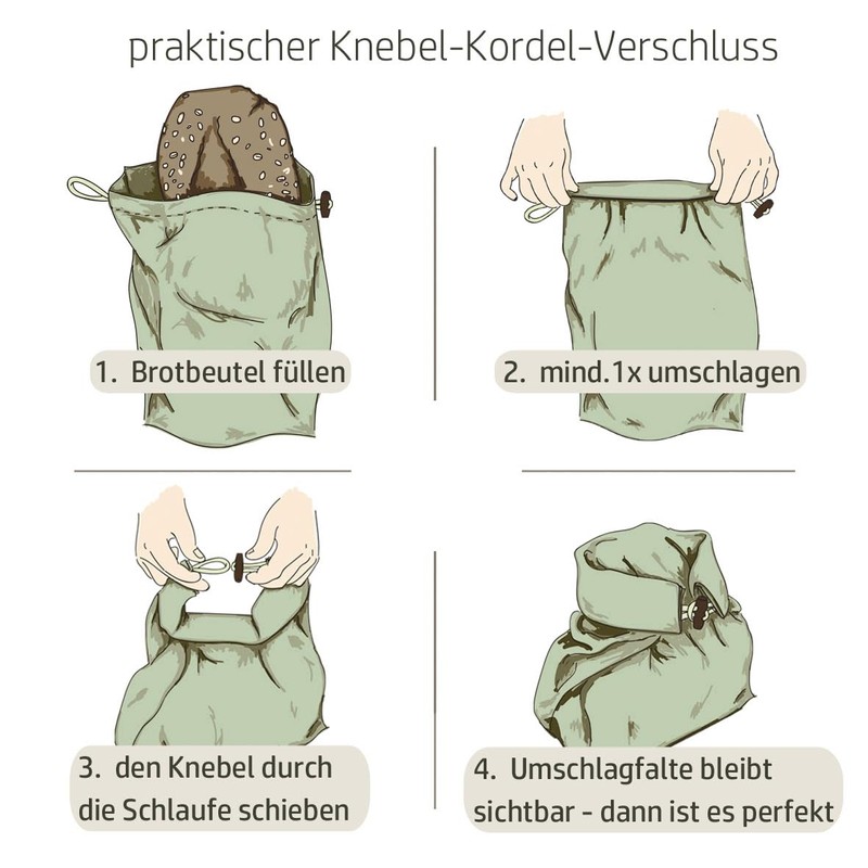 Kumanu |Organic Beeswax Cloth - Bread Bag Krummelkarl | H