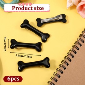 6Pcs Bone Hair Clip, Skull Skeleton HairPins, Black Bones Hairpins for Women Girls, Side Hair Clip, Cosplay Costume Decorative Hair Pins Accessories, Dog Bone Alligator Clips