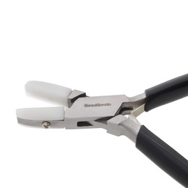 The Beadsmith Double Flat Nose Nylon Jaw Pliers – 5in (127mm) Black Vinyl Comfort Grip Handle with Double Leaf Spring – Protects Wire When Bending or Looping