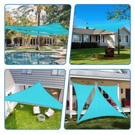 TANG 7'x20'x21' Sun Shade Sail Rignt Triangle Shade Canopy Outdoor Patio Covers UV Block Cloth for Pergola Backyard Porch Deck Garden Carport, Turquoise Green