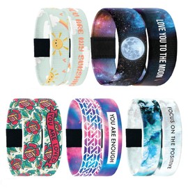ZOX Bracelets — Best Gift For Kids | Stretchy, Elastic Wristband with Motivational Affirmations and Beautiful Artwork — Gifts for Men, Women & Kids — 5 Pack (Medium)