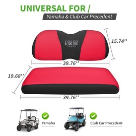 10L0L Golf Cart Seat Covers for Yamaha Club Car Precedent Golf Cart Original Front Seat Pads, Breathable and Washable, Black + Red