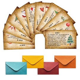 wenhihsiy Christmas Scavenger Hunt Games, Xmas Treasure Hunt Clues Cards, Winter Party Games for Family Friend Groups, Holiday Party Decorations Supplies Favors, 09