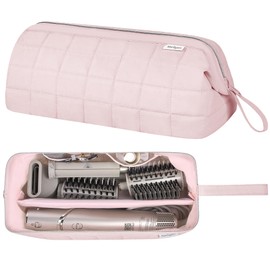 KarSyon Hair Tools Travel Bag Organizer for Dyson Airwrap Case Holder Shark Hair Dryer Flex Style Airstraight Brush Revlon Attachments Carrying Case Flat Curling Iron Bags (Pink)